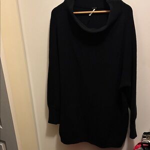 Free People Black slouchy ottoman ribbed Cowl Neck long Sweater
